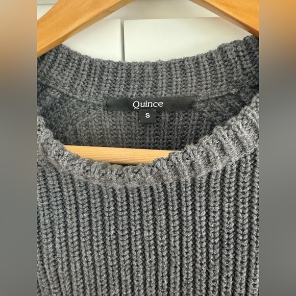 Quince 100% Cotton Charcoal Ribbed Crew Neck Sweater Size Small - Picture 2 of 4